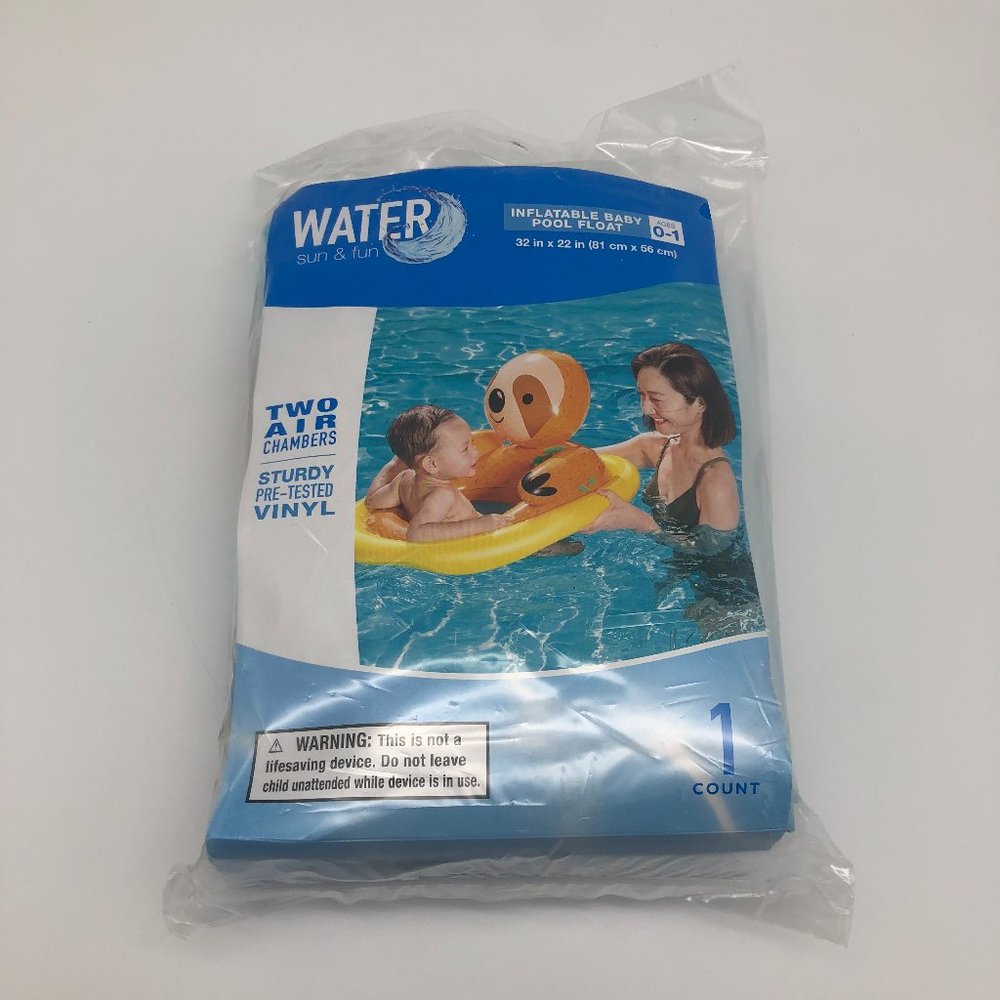 Water Sun & Fun Inflatable Baby Pool Float, Sloth Design, Kids Summer Beach NEW